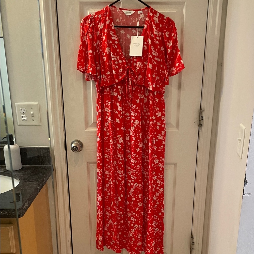 Seraphine Red and White Floral Dress
